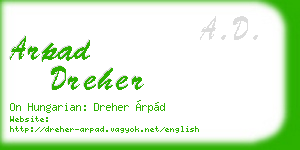 arpad dreher business card